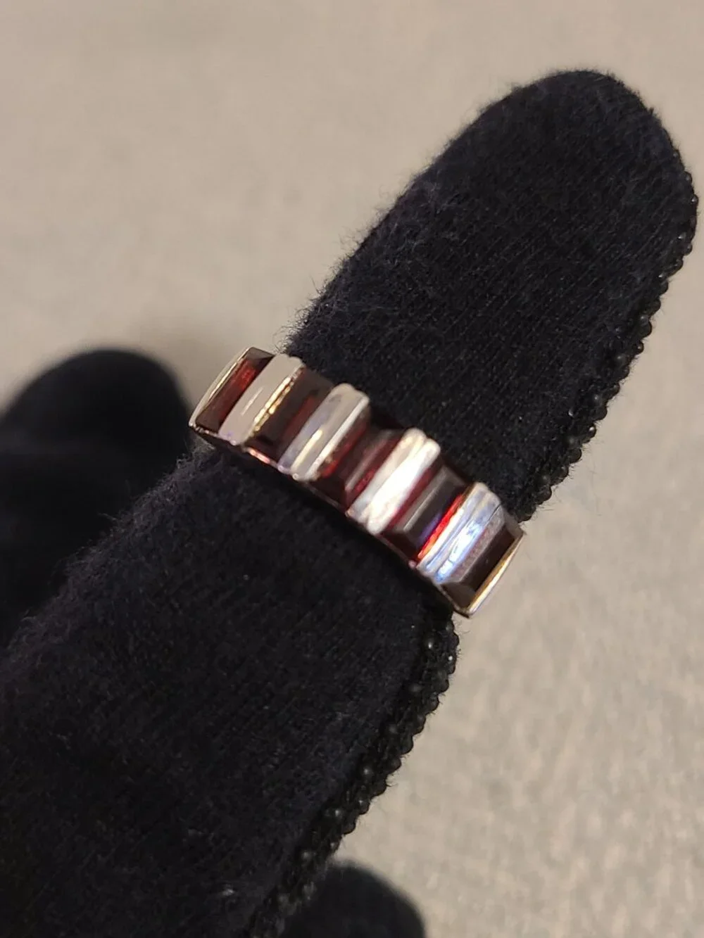 Baguette cut Garnet sterling silver ring size 7